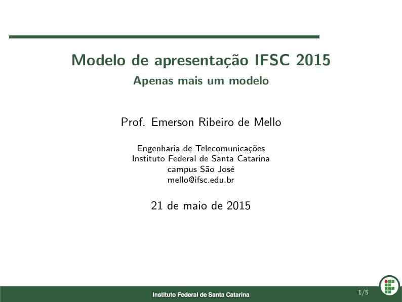 Federal Institute of Santa Catarina beamer template