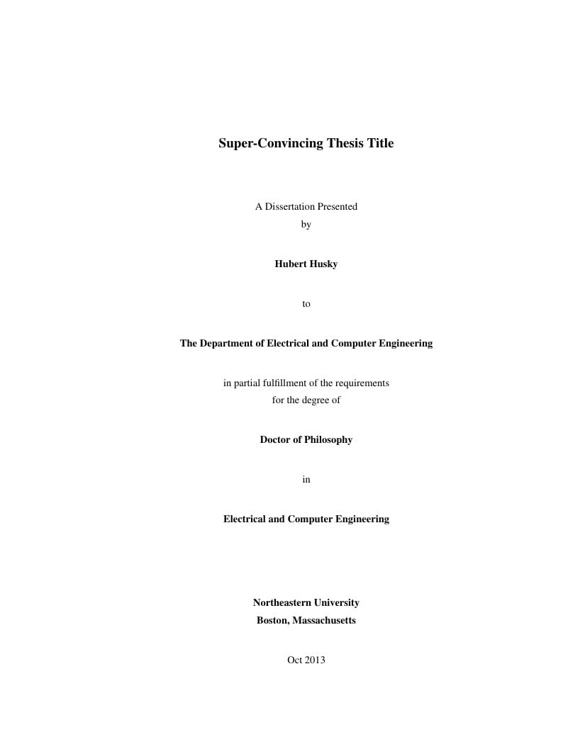 Northeastern University Boston thesis template