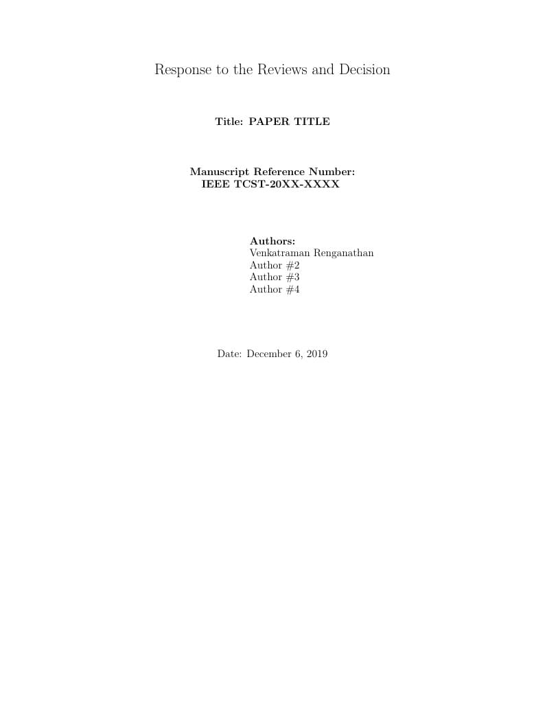 Paper Review Response Document Template