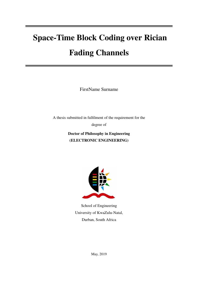 University of KwaZulu-Natal Thesis Template by Publication