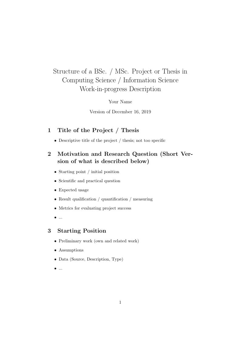Template for MSc/BSc Thesis Project Description