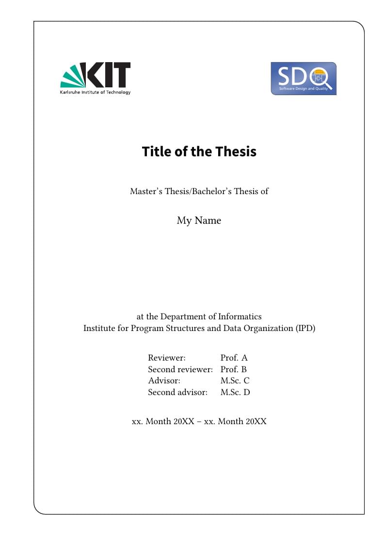 SDQ Bachelor/Master Thesis Template at the Karlsruhe Institute of Technology