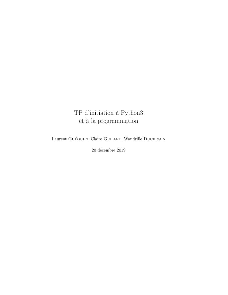 TP d'initiation à Python3 et à la programmation