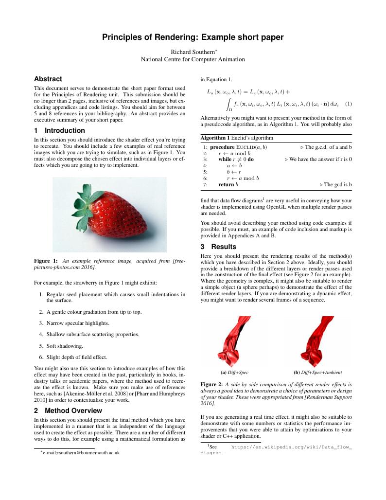 Principles of Rendering: Example short paper