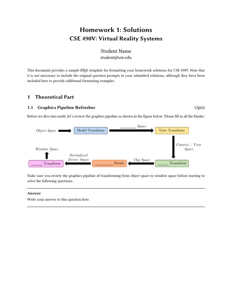 CSE 490V, W20, HW1 Solutions Template