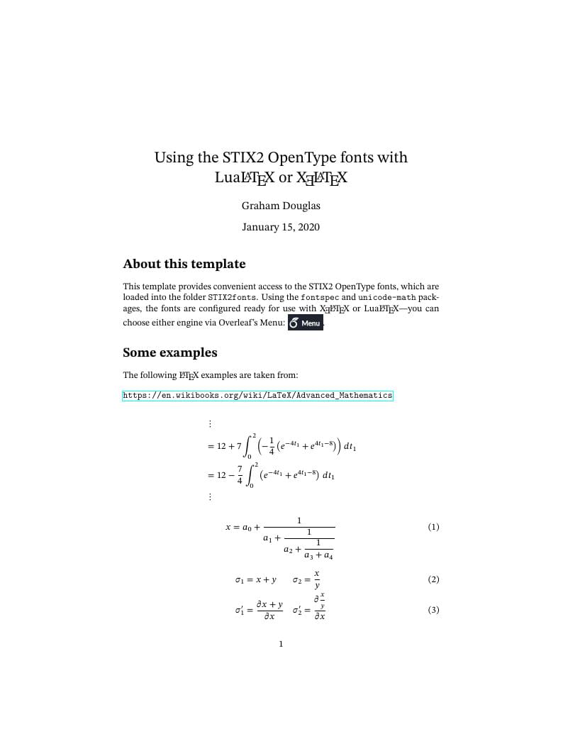 Using the STIX2 OpenType fonts with LuaLaTeX or XeLaTeX