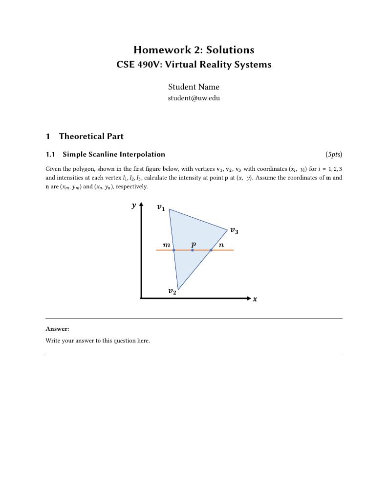 CSE 490V, W20, HW2 Solutions Template