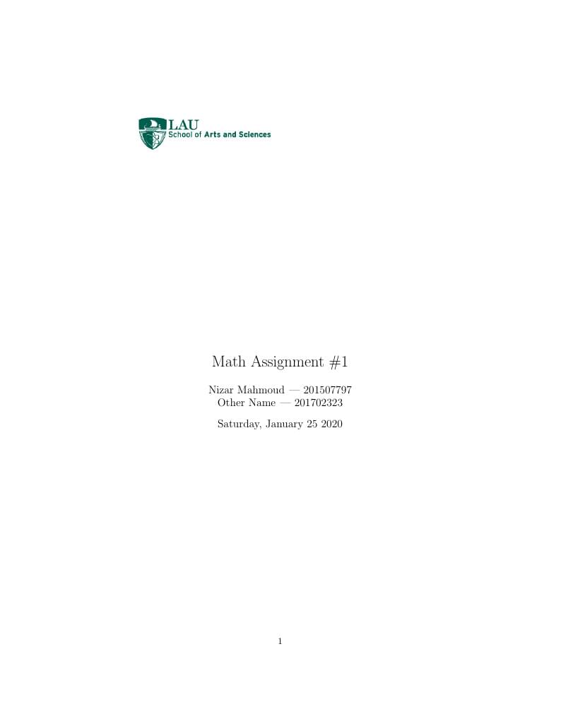 Lebanese American University math assignment