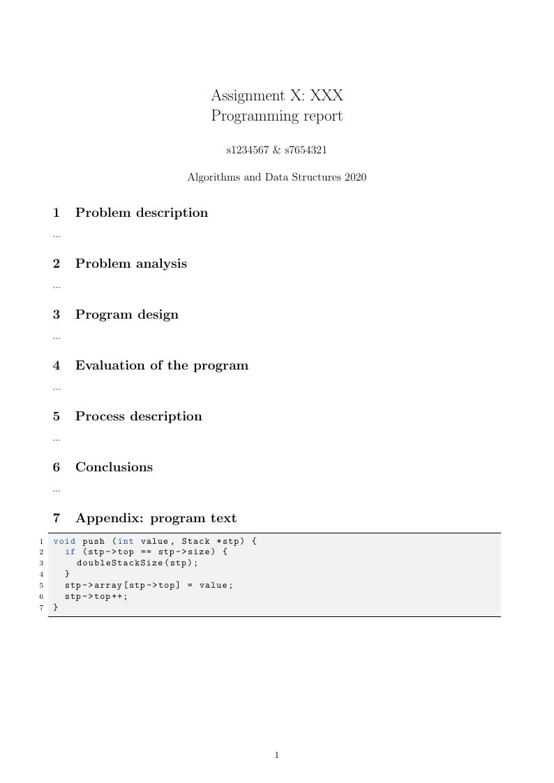 ADS programming report template