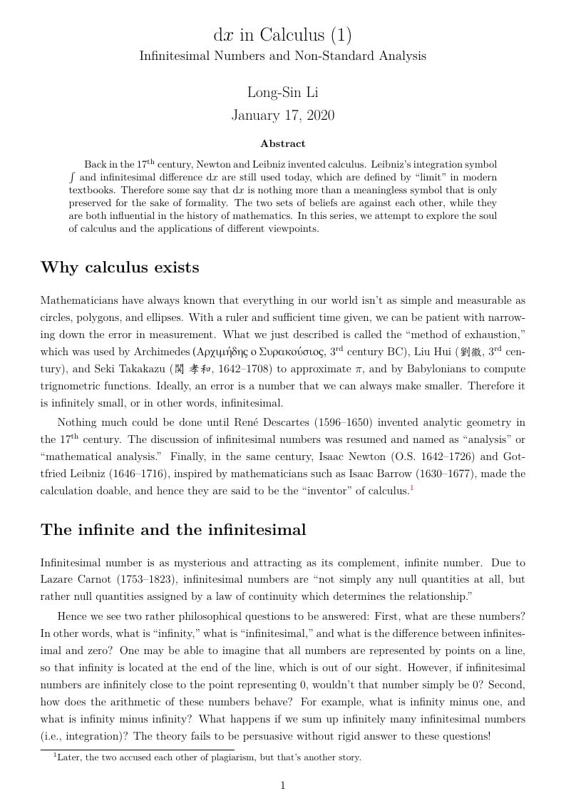 Pop-math series - dx in Calculus