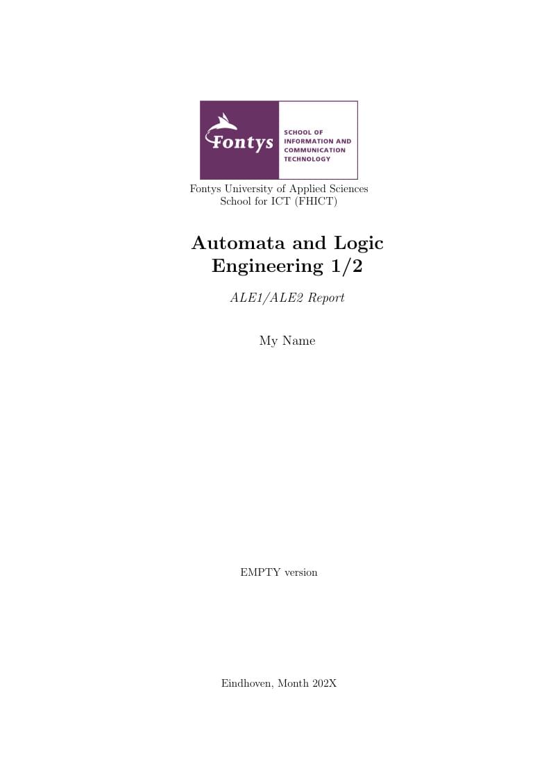 Automata and Logic Engineering Report template for Fontys