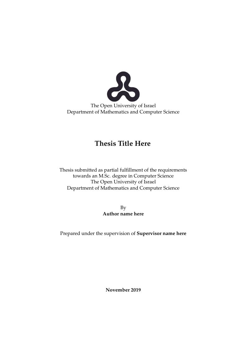 M.Sc. Thesis in Computer Science - Open University of Israel Template