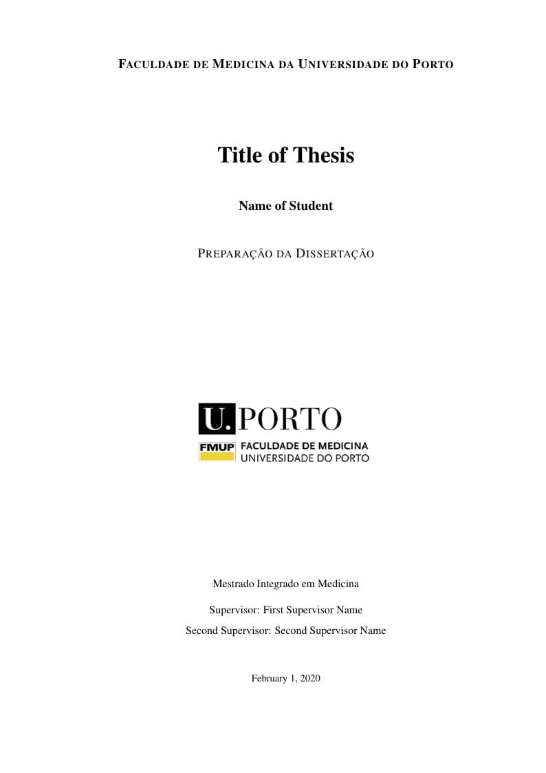 MSc Thesis at Faculty of Medicine of the University of Porto Template