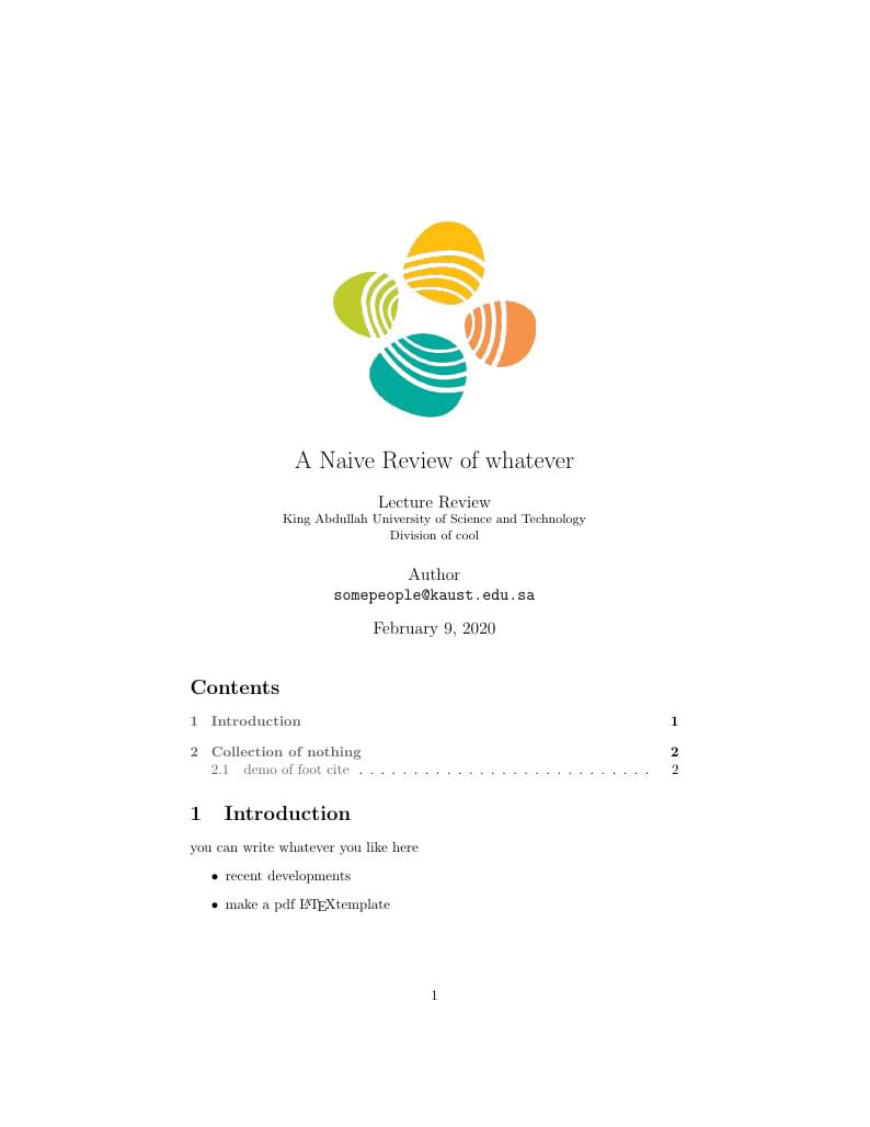 KAUST lecture review template