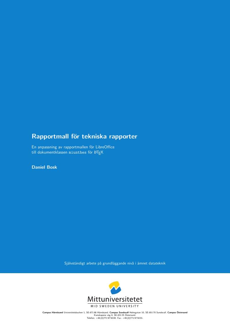 miunthes Thesis Template for Mid Sweden University