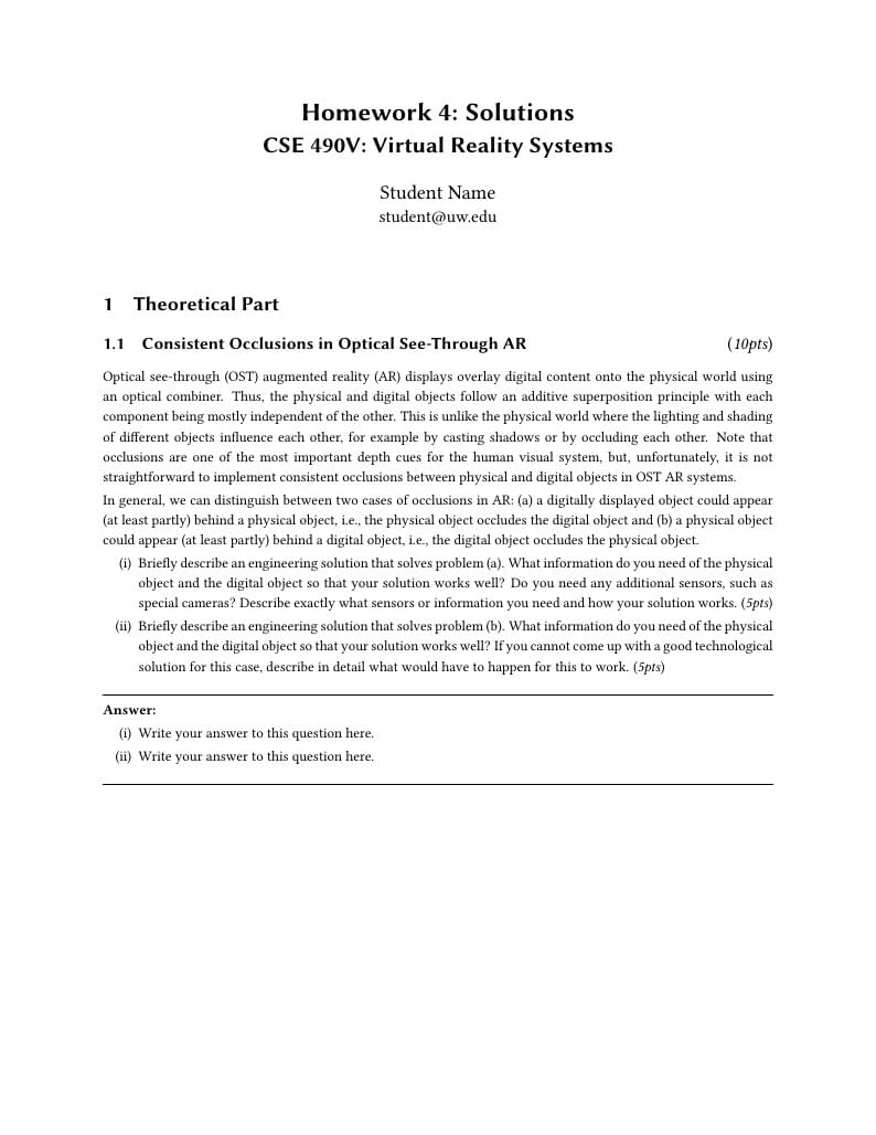 CSE 490V, W20, HW4 Solutions Template