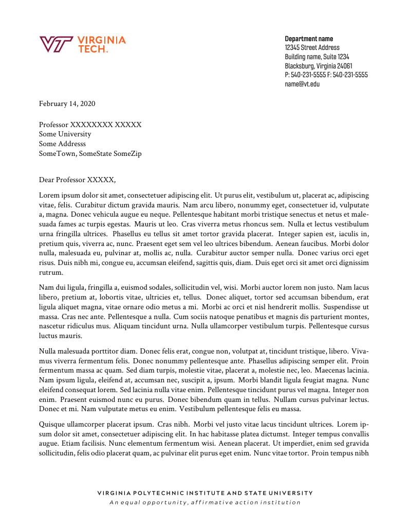 Virginia Tech letterhead template