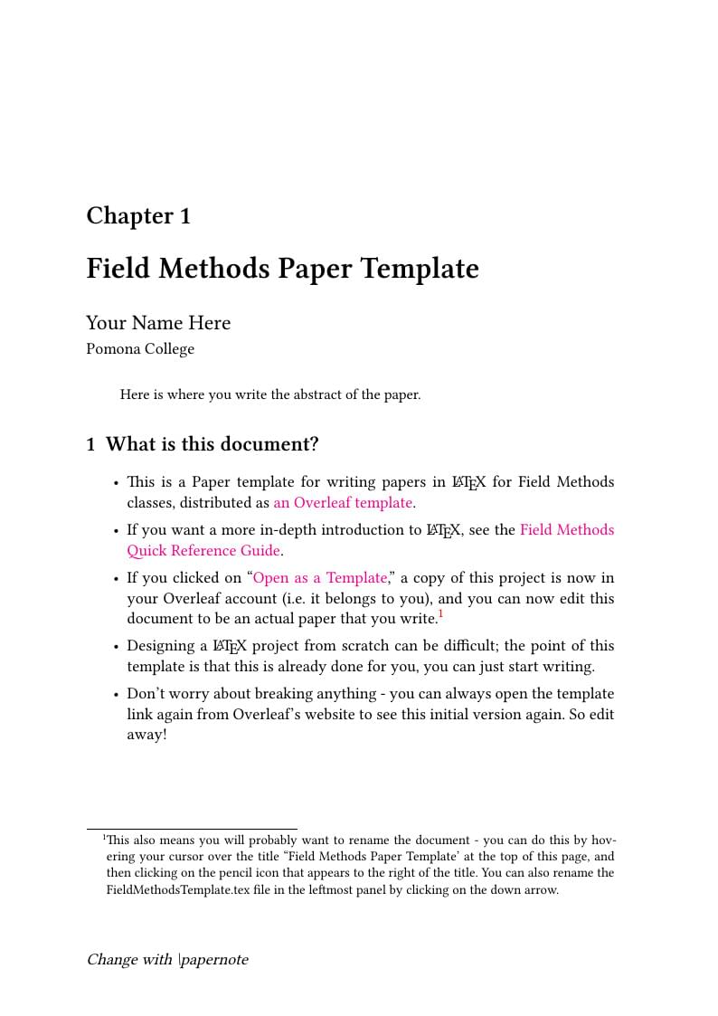 Field Methods Paper Template