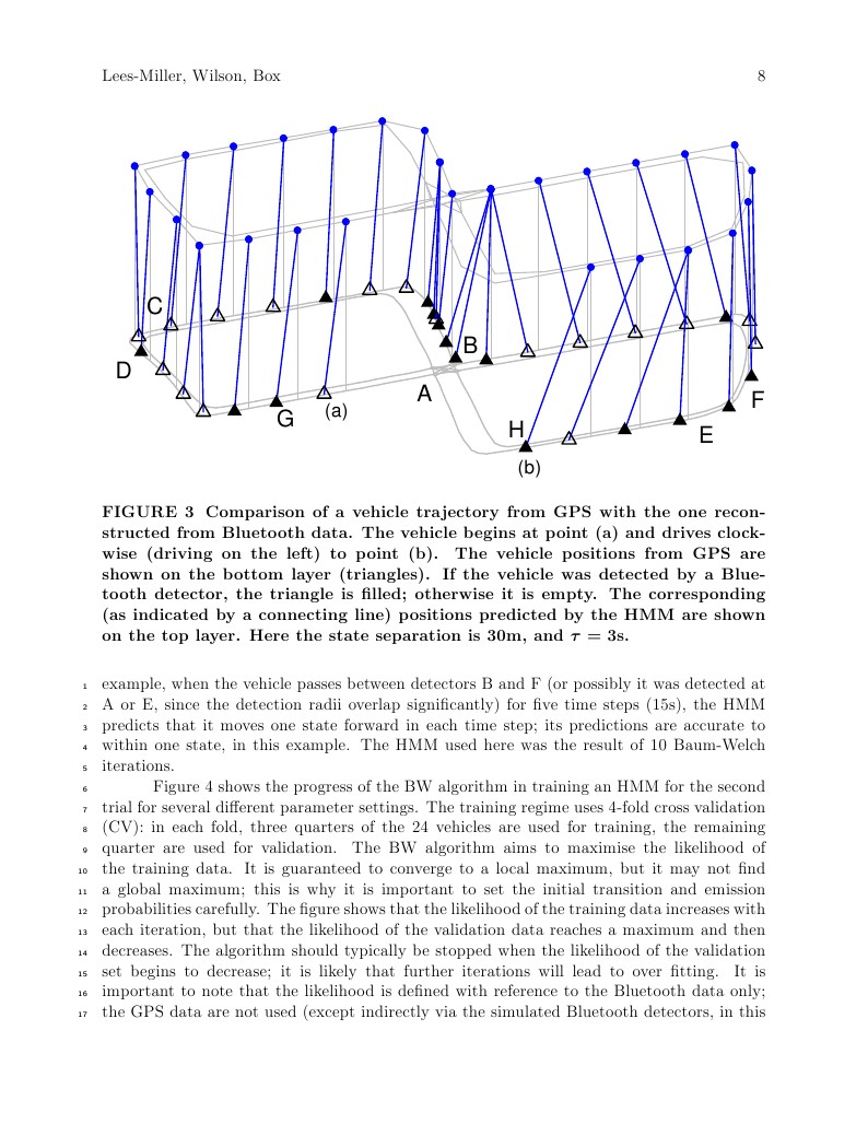 Hidden Markov Models for Vehicle Tracking with Bluetooth
