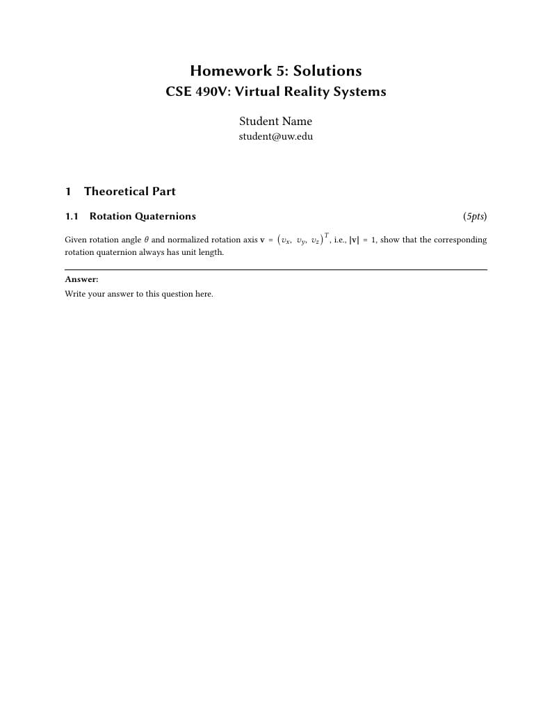 CSE 490V, W20, HW5 Solutions Template