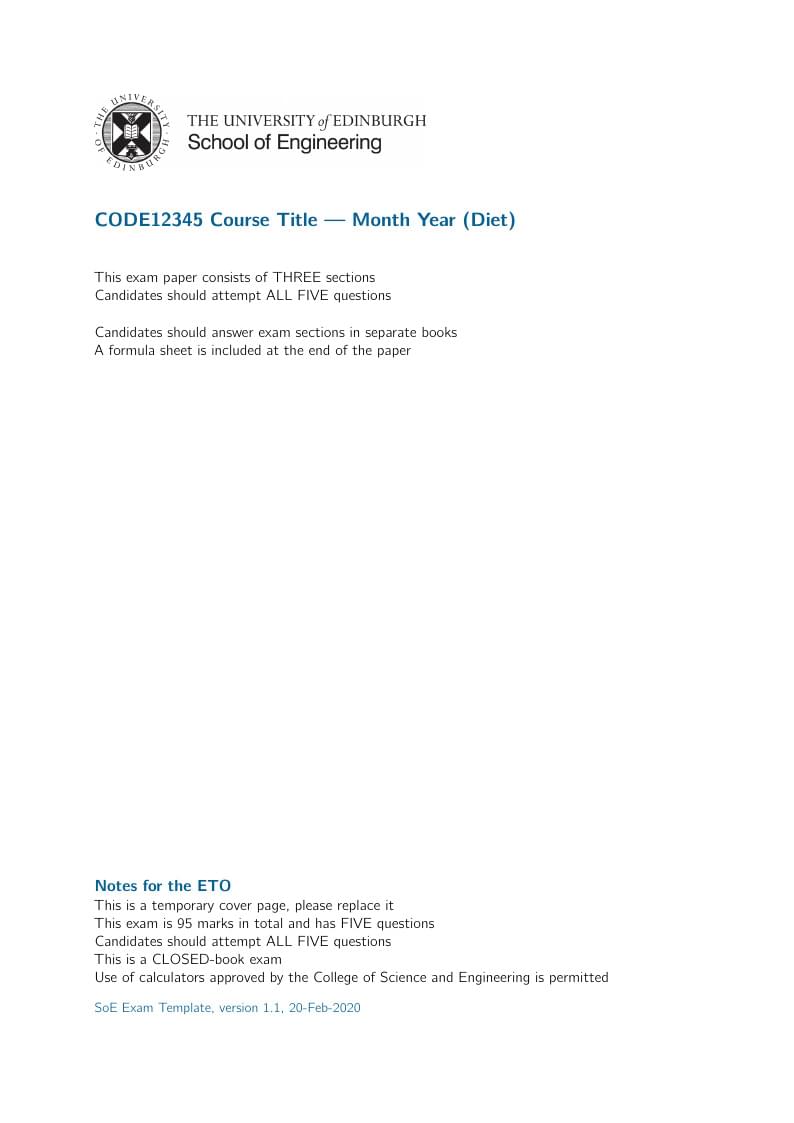 SoE LaTeX exam template