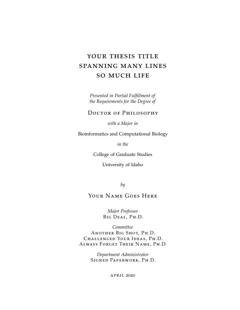University of Idaho Thesis and Dissertation Template