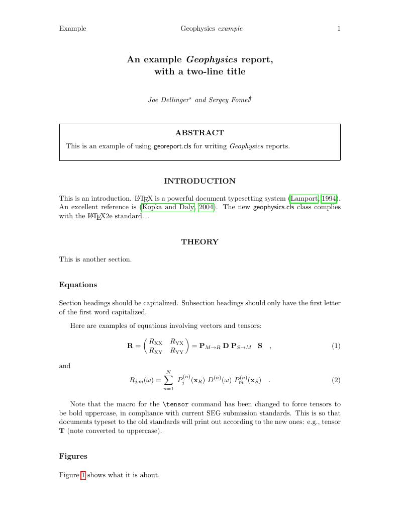 An example Geophysics report