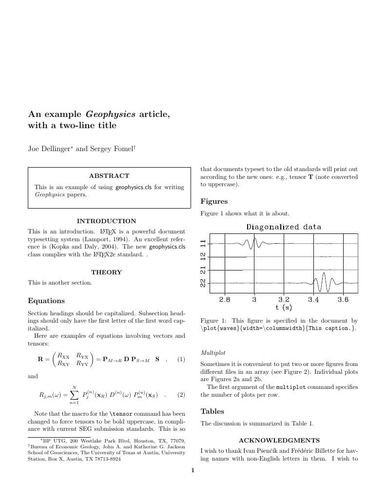 An example 2-column Geophysics article