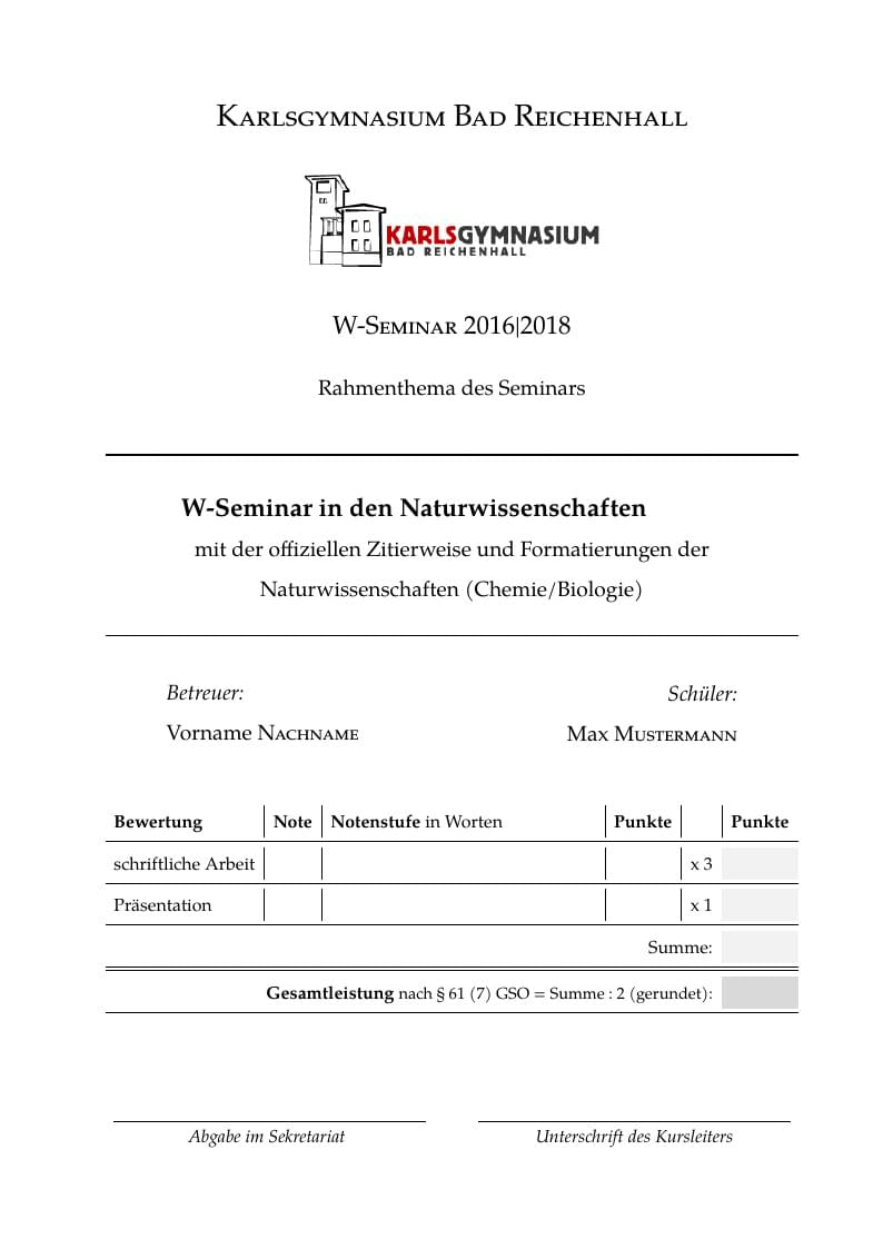 Vorlage W-Seminar (Naturwissenschaften)