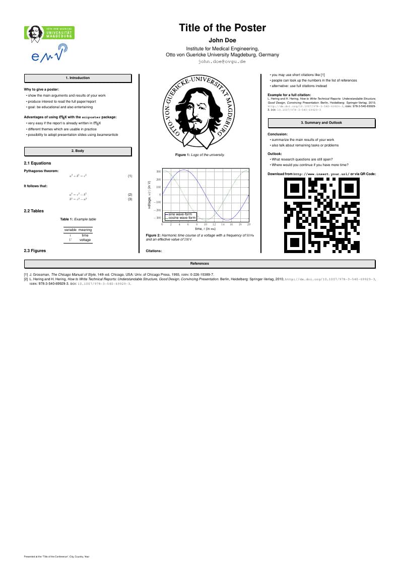 Conference Poster Template from the Faculty of Electrical Engineering and Information Technology at the Otto von Guericke University in Magdeburg, Germany