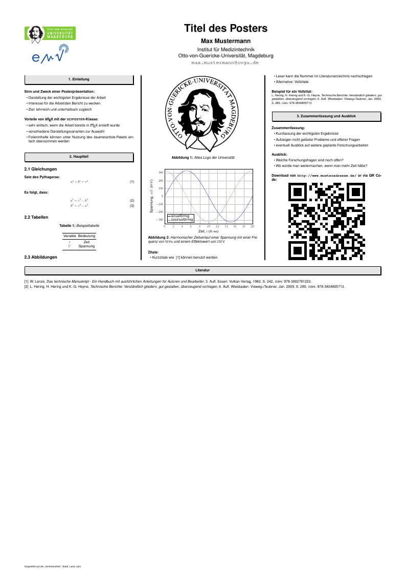 Konferenzpostervorlage der Fakultät für Elektro- und Informationstechnik an der Otto-von-Guericke-Universität Magdeburg