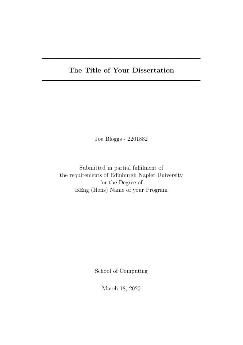 Edinburgh Napier School of Computing Honours Dissertation