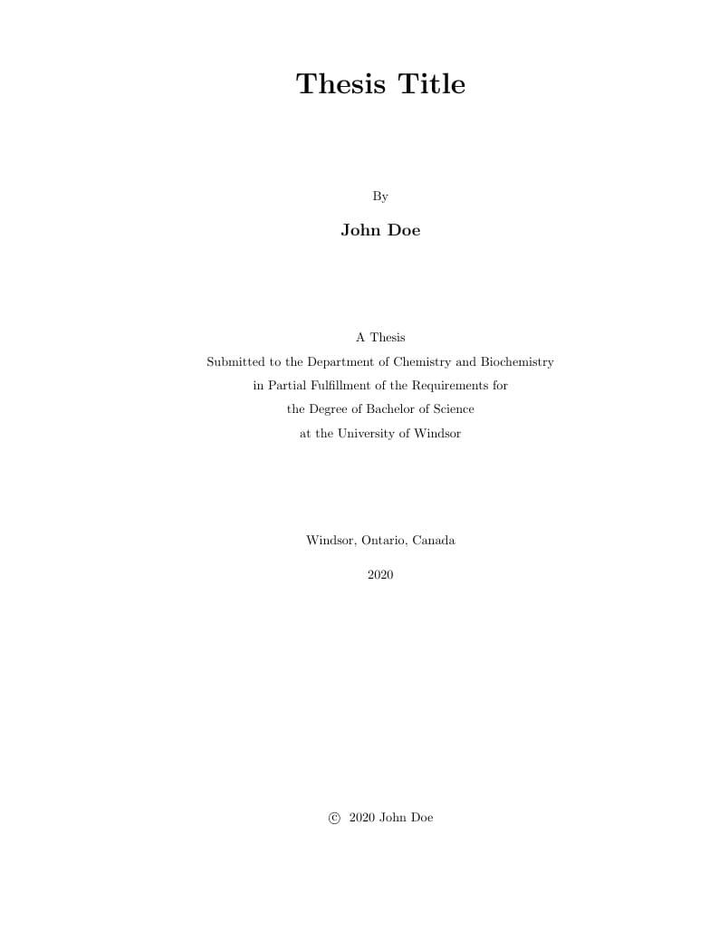 University of Windsor Undergraduate Thesis