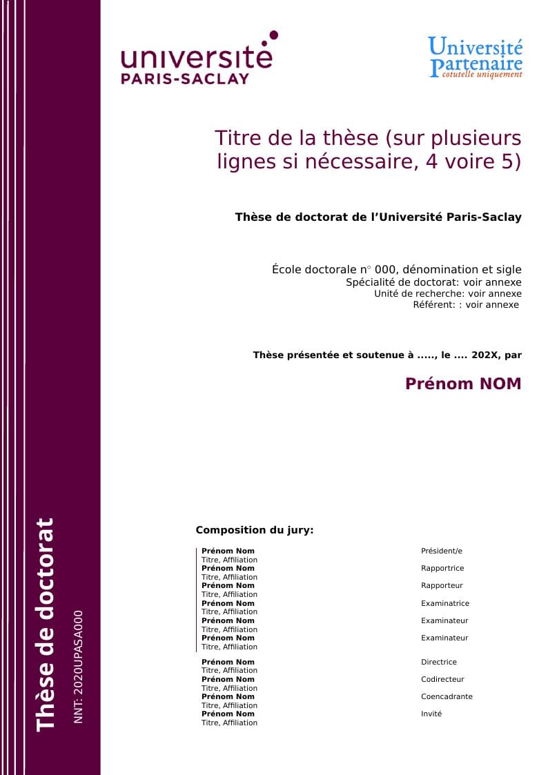 Template Paris-Saclay University PhD Thesis 2020
