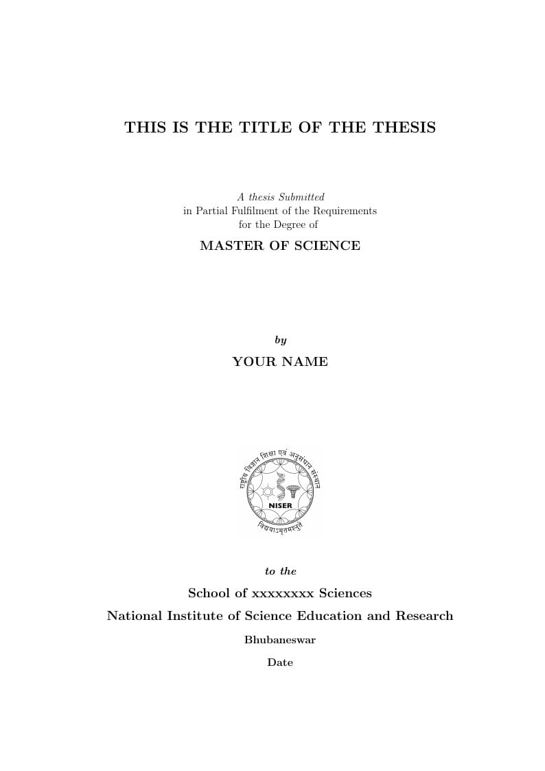 Template | NISER MSc Thesis