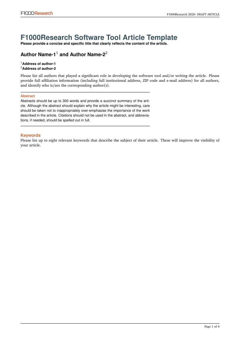 F1000Research Software Tools Template