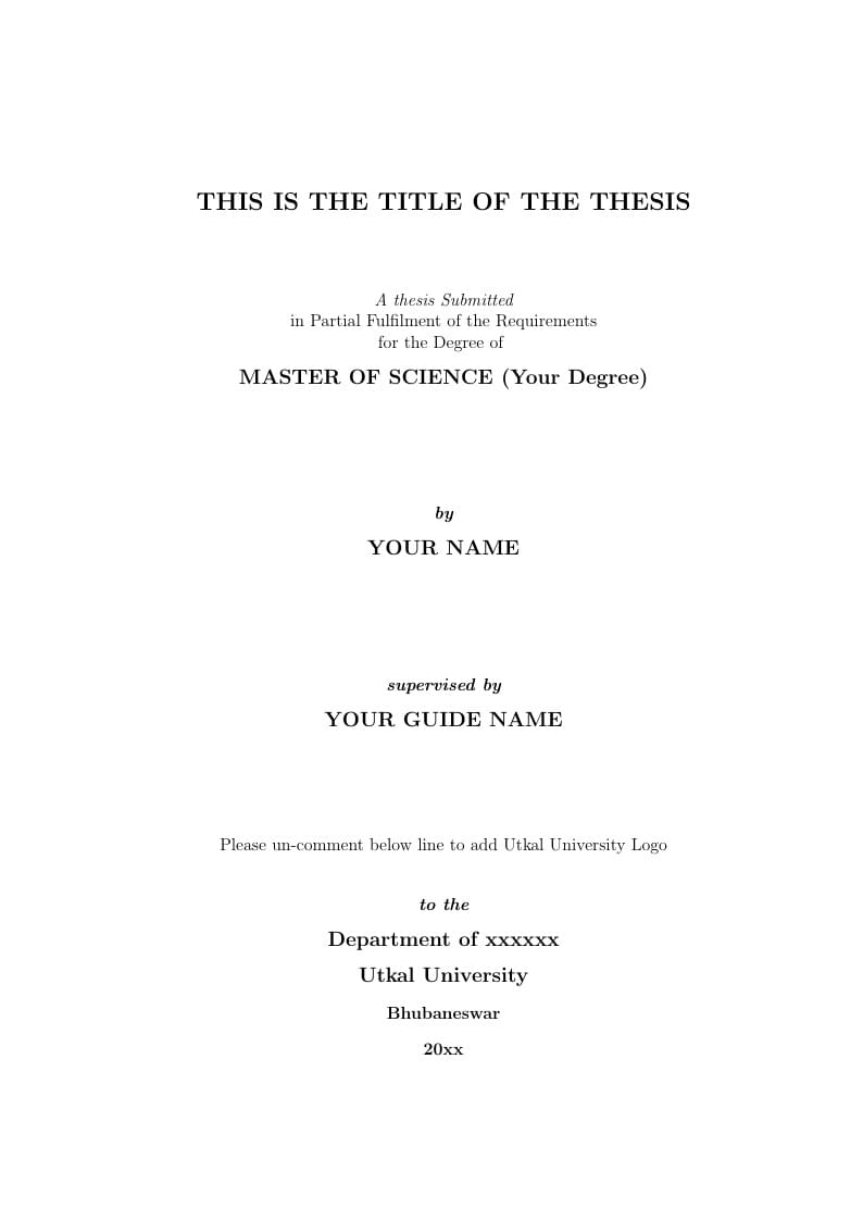 Template for Utkal University Thesis