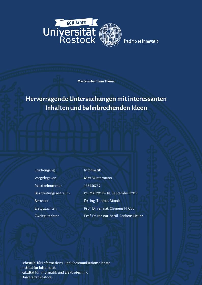 Vorlage Bachelor- oder Masterarbeit