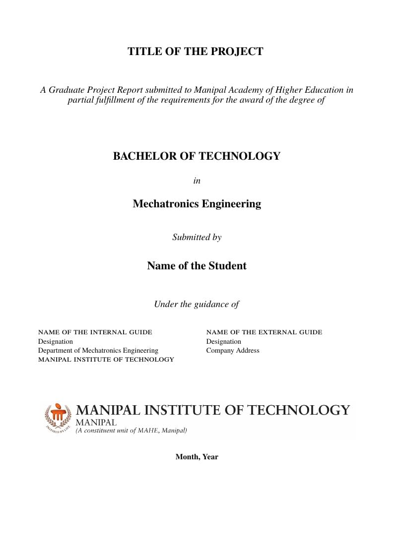 Manipal Institute of Technology- Thesis Template