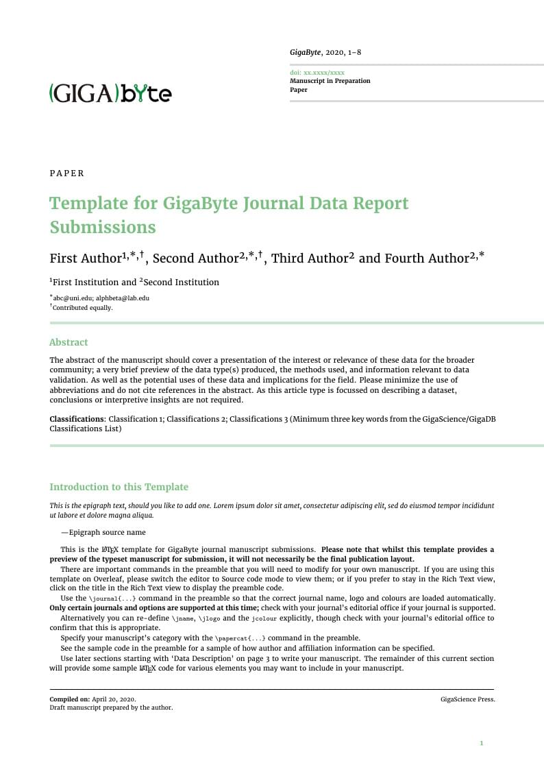 Template for GigaByte Journal Data Report Submissions