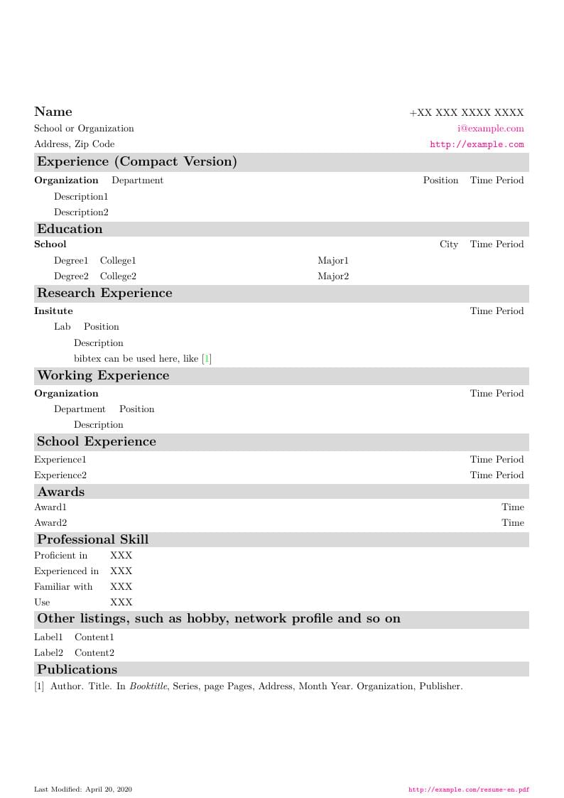 resumecls example