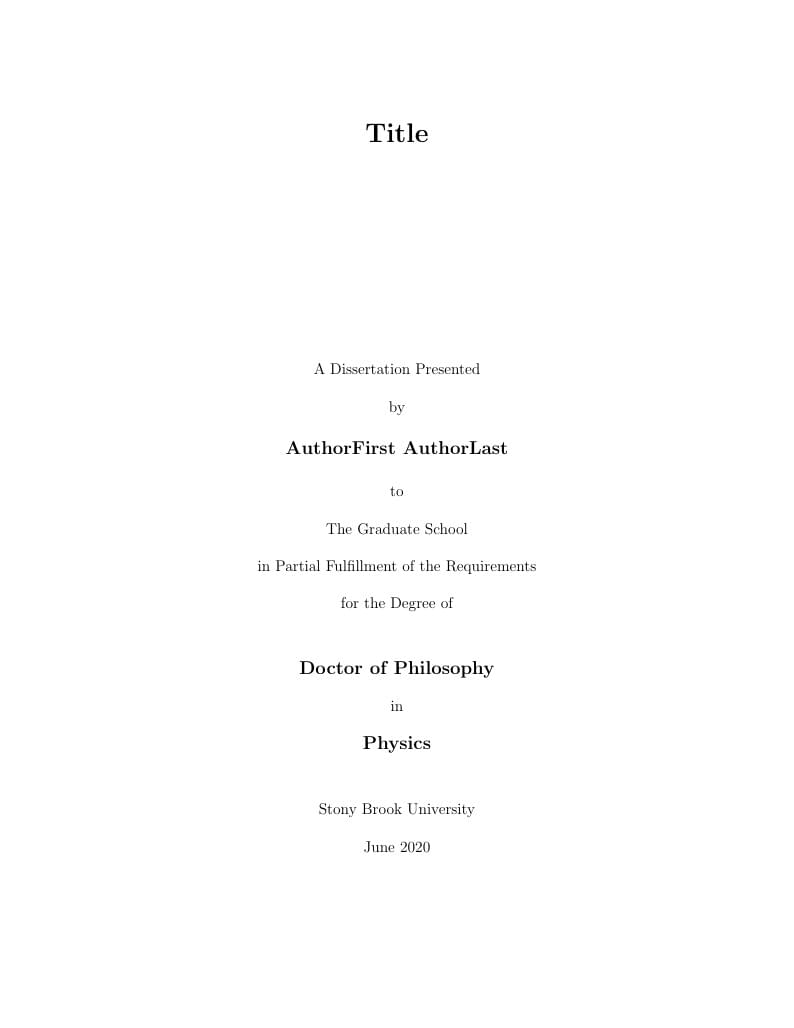 Stony Brook Physics PHD Thesis Template