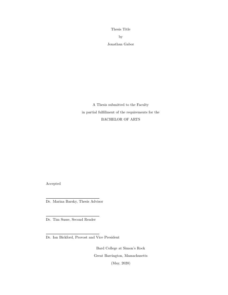 Simon's Rock Thesis Template