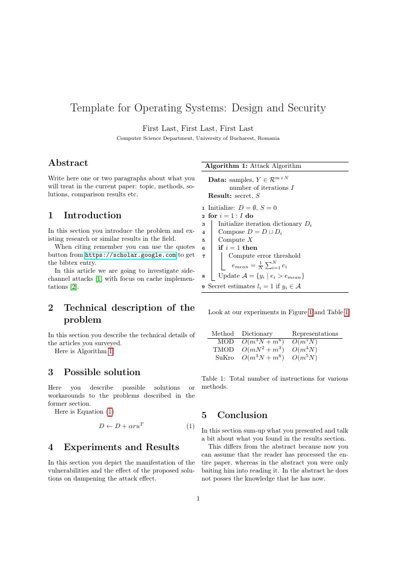 Template for "Operating Systems: Design and Security" Course at University of Bucharest