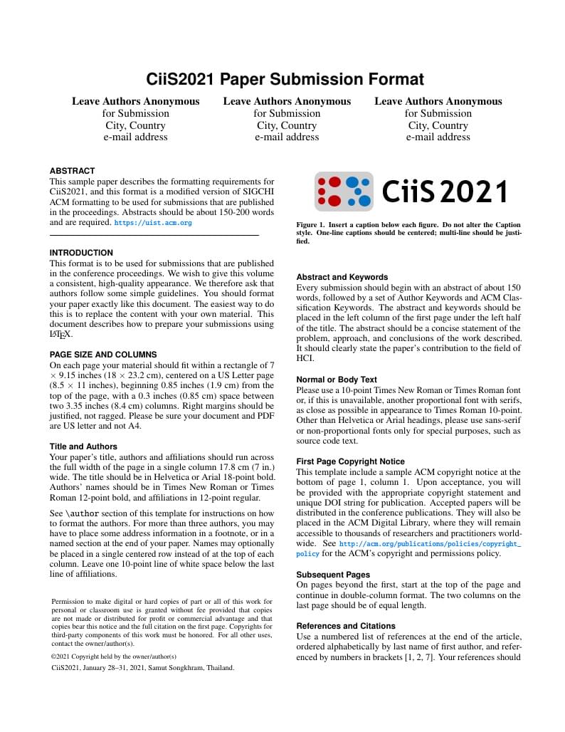 CiiS2021 Paper Submission Template