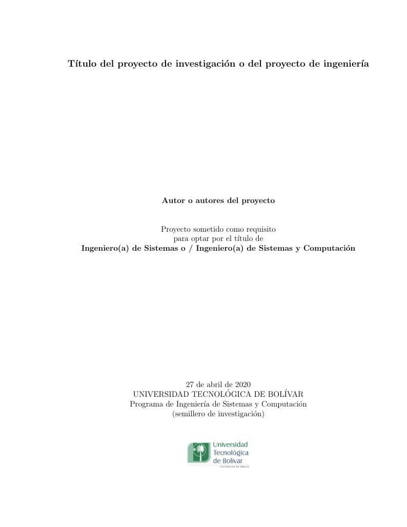 Formato de trabajo de grado Ingeniería de Sistemas y Computación