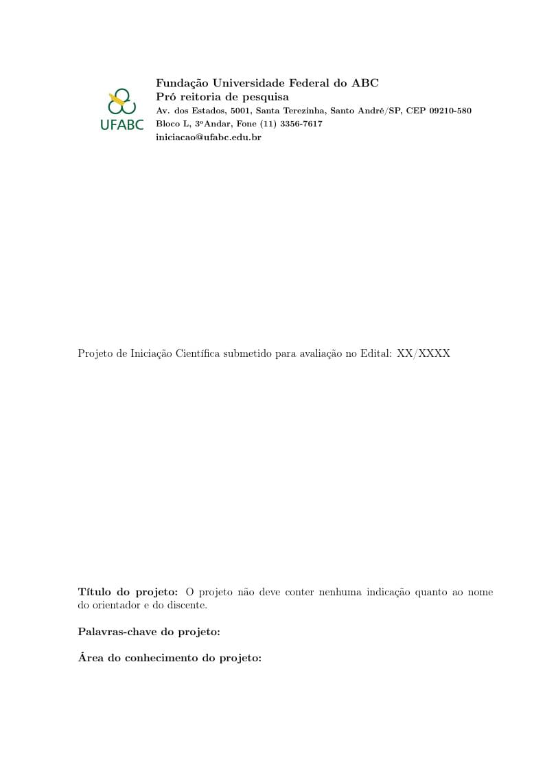 Modelo Projeto Iniciação Científica - UFABC