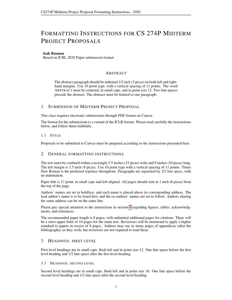 Template for CS274P Midterm Project Proposal Submission 2020