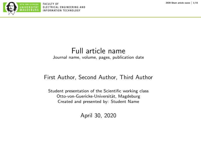 Scientific Working Template
