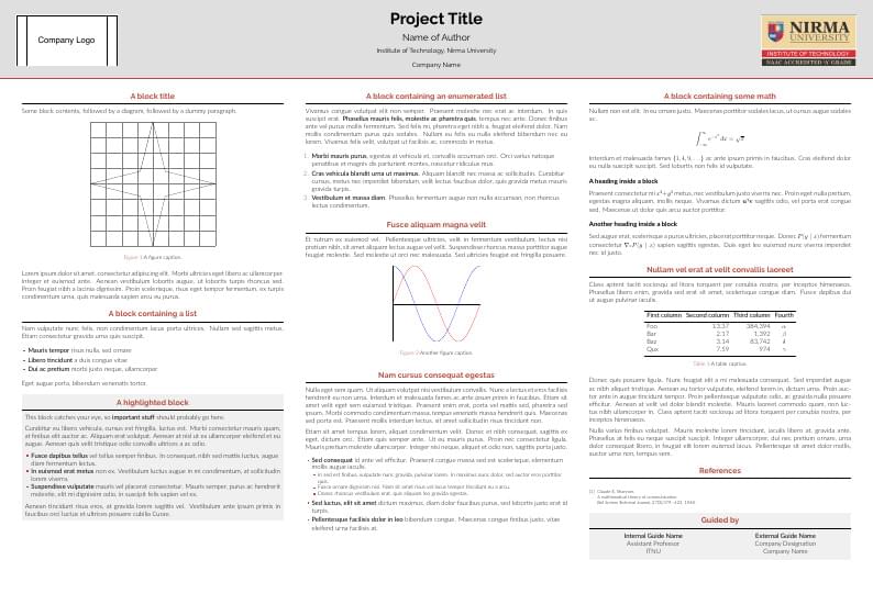 Nirma University (ITNU) Poster Template
